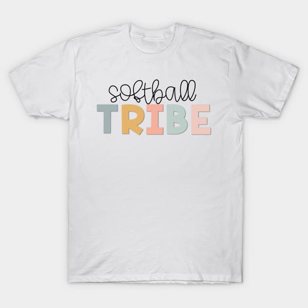 Softball Tribe Muted Pastels T-Shirt by broadwaygurl18